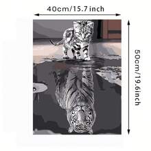 Diy Acrylic Paint Made From Digital Oil Painting Kit For Adults - Frameless 16x20 Inch, Kitten And White Tiger Design, Crease-Free Roll Color Printed Canvas, Complete With Paint And Paintbrush, Perfect For Beginners, Suitable For Home Wall Decoration, Digital Fill Color Relief Crafts