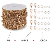 5mete Light Gold Cable Chain For Jewelry Making DIY Chain Roll Satellite Bead Necklace Chain Bulk With Jump Rings And Lobster Clasps - Multicolor - View 9