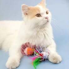 2PCS Cage Mouse Happy Cat Toy Plush Simulated Color Mouse Happy Cat Ball Happy Cat Happy Pet Supplies Random Color