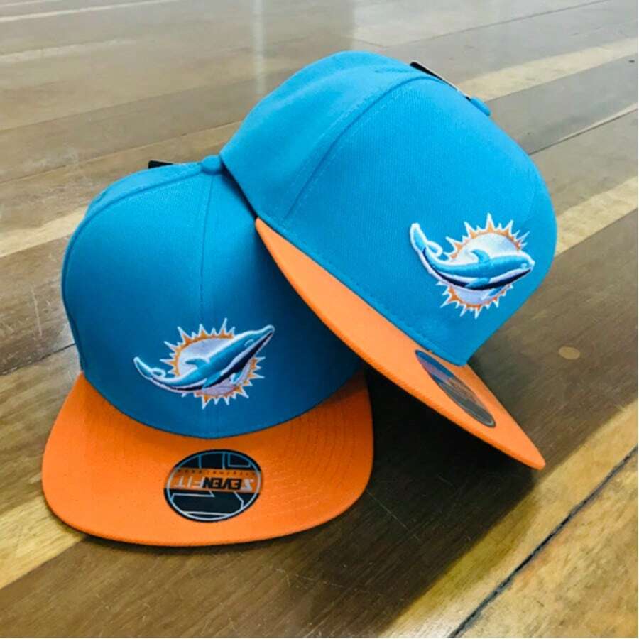 90's Dolphin Straight Brim Cap, Men's And Women's, Embroidered With Adjustment - 淺藍色 - 查看 1