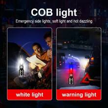 Đèn pin LED sạc USB công suất cao có đèn pha COB bên hông, chùm tia có thể thu phóng & đèn báo nguồn - Chất liệu ABS, bao gồm cáp USB - màu đen - Xem 5