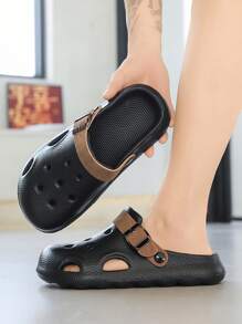 Sandalias transpirables y ligeras para hombres con suela gruesa antideslizante y diseño de tiras huecas