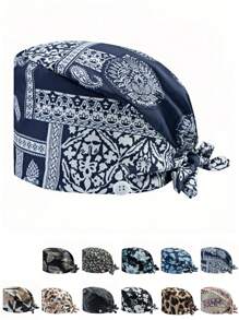 1 pieza Gorra de trabajo para mujer de poliéster con estampado geométrico, apta para médicos, enfermeras o trabajos de limpieza, práctica, antibacteriana y antipolvo, adecuada para primavera, verano, otoño e invierno