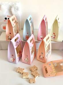 5 件可爱卡通熊礼品袋、饼干盒、彩色糖果容器、手持派对礼品盒，适合情人节、生日、婚礼、圣诞节 - 多种设计 - 彩色 - 查看 2