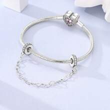 1 pieza Dije de color plateado exquisito con circonita, diseños de palmas, ojos, sol, luna, colibrí, mariposa, infinito, lazo y nudo, cierre de silicona seguro con cadena, adecuado para hacer pulseras, collares y dijes de joyería DIY para mujer y niña como accesorio diario