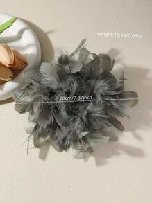 1 pieza Broche de flores de plumas artificiales con diseño exagerado y de estilo retro francés hecho a mano, elegante y versátil, se puede usar como decoración del pecho, accesorio para el cabello, regalo perfecto para mujeres en el día a día, fiestas, bodas, Navidad y Día de San Valentín