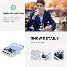 Compact Stainless Steel Ashtray With Lid - Portable, Durable Car, Office & Outdoor Use