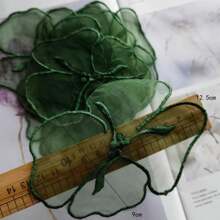 10pcs Green Embroidered Mesh Flower Patches, For Wedding Dress Decor - Green - View 3