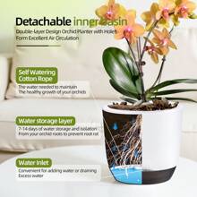 1PC Simple Double Layer Orchid Planter With Removable Liner, Double Layer Perforated Plant Planter, Slouchy Planter, Creative Desktop Centerpiece - Home Decorative Ornament, Outdoor And Garden Decoration, Office Decoration Gifts Birthday Graduation Vase Room Decor Flower Vase Glass Vase