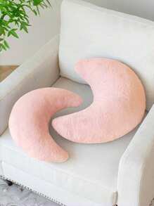وسادة على شكل قمر، وسادة ديكورية ناعمة مزيفة من فرو الأرنب للغرفة والسرير والأريكة، وسادة قمر، وسادة ديكورية للربيع للأريكة والغرفة والصالة بلون وردي فاتح - وردي فاتح - مشاهدة 2