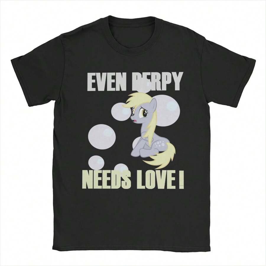 Men Women's Derpy Hooves  MLP  T Shirt  Cotton Clothes Vintage Short Sleeve Crew Neck Tees Summer T-Shirts - Black - View 1