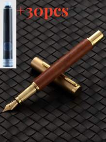 [Custom Order] Providing 1pc High-Quality Customized Product, Heavy Metal Feeling, Electroplated Brass Clip, Wooden Pen Barrel, Brass Cap, 0.5mm Nib Fountain Pen, With 1pc Gift Box Pocket Clip - Smooth Writing, Refillable Medium Nib, Comes With 2pcs Refill Cartridges, Elegant Gift Box, Personalized Business Gift - Unique, Thoughtful Fountain Pen Gift Set For Colleagues, Friends, Family, Holidays Such As Christmas, Father's Day, Thanksgiving, Valentine's Day, Mother's Day, Teacher's Day Back To School