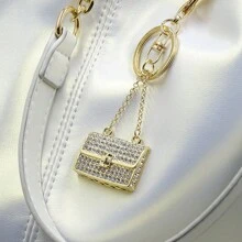 1 pieza Accesorio decorativo para bolso, llavero, coche o regalo de dama de honor con adornos de metal esmaltados y apariencia de piel de marta