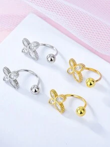 1PC 925 Sterling Silver CZ Belly Button Clicker/Reverse Belly Ring/Navel Jewelry/Belly Hoop/Hinged Curved Belly Bar Piercing/Navel Ring/Belly Clip Ring Nose Rings