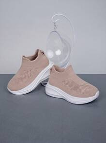 New Kids Casual Lightweight Breathable Mesh One-Touch Low-Top Outdoor Sports Shoes, Soft Sole, Non-Slip, Suitable For All Seasons - Beige - View 9