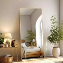 Full Length Mirror 71" Full Body Mirror Rectangle Free Standing Wall Mounted Leaning Hanging Full Body Mirrors, Gold - Gold - View 3