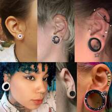 2 Stücke Silikon Ohrtunnel flexible Ohrplugs Stretcher Expander doppelt geflanscht Flesh Ohrpiercing Schmuck für Frauen und Männer