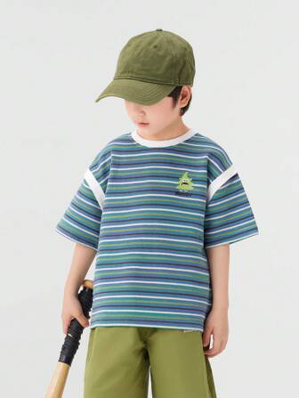 zosee Young Boys Striped Short Sleeve T-Shirt, Children Summer Tops 2025, New Fashionable Design For Young Young Boys Summer Wear