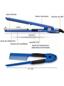 Kit Combo Plancha De Cabello Rizador Con Peine Nano Titanium - Azul - Ver 5