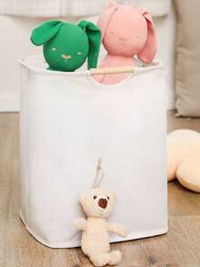 1pc Linen Dirty Clothes Basket, Foldable Handheld Fabric Laundry Hamper For Bedroom, Bathroom, Clothes Storage