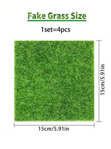 4 pièces/l'ensemble - herbe artificielle, gazon carré vert en PE 15x15 cm, décoration d'herbe artificielle pour l'artisanat, herbe de jardin artificielle pour micro paysage, cottage, projet de décoration miniature, gazon artificiel pour le jardinet de fée DIY, tapis d'herbe artificielle pour animaux de compagnie, décoration d'intérieur et d'extérieur