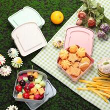 1pc Portable Lunch/Bento Box With Large Capacity For Toast, Bread And Sandwich Macaron Color Bread Shaped Food Storage Container, Plastic Lunchbox With Lid Snack Box, Cute And Leakproof Bento Box, Reusable And , Perfect For Packing Lunch, Snacks Or Leftovers, Ideal For On-The-Go, Pastel Pink, Green, Beige, And Gray Colors.
