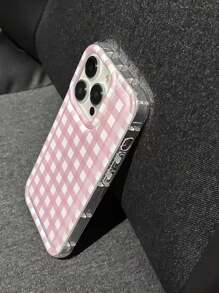 1 Stück Anti-Schock Airbag Design Rosa kariertes TPU Handyhülle kompatibel mit Apple Handy, wasserdicht, stoßfest, kratzfest - Transparent - Übersicht 3
