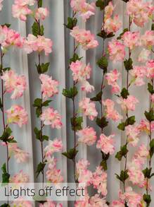 1串20颗LED灯/2米人造樱花藤蔓装饰灯，电池供电（不含电池），适用于圣诞节、婚礼、生日、母亲节、情人节和儿童房装饰，也可用于阳台、窗户、卧室、餐厅、花园和桌面装饰，发出温暖多彩的灯光。 - 彩色 - 查看 7