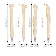 3pcs Creative Bone Shaped Pen, Novelty Realistic Skeleton Style Ballpoint Pen, Halloween Promotional Gift