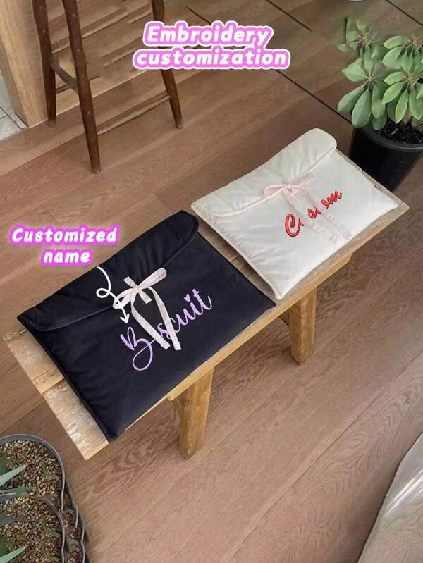 Embroidery Custom Ballet Style Pink Bow Clip Notebook And Tablet Bag Korean Ballet Style Notebook Bag Bow Clip 1-Inch IPad Inner Bag Tablet Protective Cover