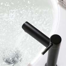 单冷水龙头浴室洗脸盆龙头，哑光黑/拉丝银现代风格，304不锈钢材质，直柄设计，浴室配件，浴室工具