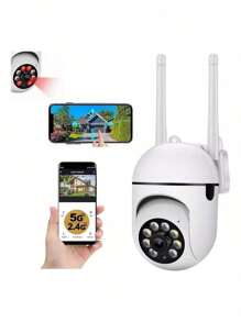 Cámara de pared WiFi con visión nocturna, Camara Wifi Inalambricas Camara Vigilancia Exterior 2.4G/5G,punto de acceso de rotación de 360°, monitor antirrobo, cámara de vigilancia de inteligente para teléfono - Tipo de Enchufe A USA (110-127V) - Ver 2