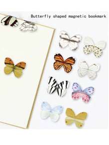 4pcs/Set Cute Butterfly Shaped Magnetic Bookmarks, Paper Bookmarks With Double Sides Magnetic Clip, Creative Stationery Suitable For Students, Available In 1/4pcs, 16pcs Butterfly Bookmarks,School Supplies,Back To School - Random Mix - View 7