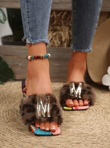 秋冬女士时尚平底凉鞋（鞋垫图案随机） - 彩色 - 查看 3