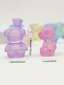 20pcs Colorful Transparent Frosted Cute Rabbit Beads, Random Mixed Colors, DIY Jewelry Making And Decoration Beads Accessories, Suitable For Necklace, Bracelet, Earring, Keychain, Phone Chain - Bear Beads - View 2