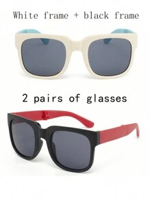 2副/1件儿童可爱眼镜，适合男孩和女孩，全折叠眼镜，婴儿眼镜，儿童时尚眼镜（附赠眼镜盒） - 彩色 - 查看 4