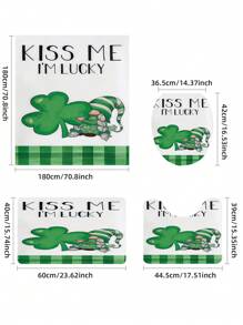 1pc St. Patrick's Day Spring Gnome Pattern Shower Curtain Set, Waterproof Polyester Fabric, Machine Washable, Top Hooks Included, For Bathroom Decoration, Home Decor Fall Decor Bathroom Accessories Back To School