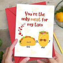 5 英寸 X 7 英寸趣味“我爱你，你是我唯一的玉米饼”情人节卡片 - 周年纪念日、情人节、生日礼物，适合送给丈夫、妻子、男朋友、女朋友，带信封 - 紅色 - 查看 1