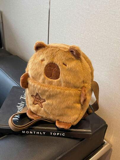 Fashionable Capybara Pattern Plush Crossbody Bag, Can Be Used As Shoulder Bag, Handbag And Casual Bag, New Autumn/Winter Bag, Best Autumn Wallet