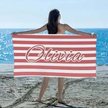 女孩个性化沙滩巾 - 超大尺寸沙滩巾 30 英寸 X 60 英寸定制速干无沙海滩度假必需品 - 波西米亚风浴巾，轻质可打包超细纤维毛巾，适合旅行、泳池和浴室