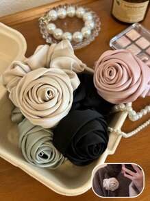 1 件复古缎面发绳，简约时尚玫瑰造型发带，极简主义纯色发带，适合日常通勤户外休闲使用