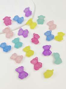 20pcs Colorful Transparent Frosted Cute Rabbit Beads, Random Mixed Colors, DIY Jewelry Making And Decoration Beads Accessories, Suitable For Necklace, Bracelet, Earring, Keychain, Phone Chain - Bear Beads - View 4