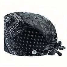 1 pieza Gorra de trabajo para mujer de poliéster con estampado geométrico, apta para médicos, enfermeras o trabajos de limpieza, práctica, antibacteriana y antipolvo, adecuada para primavera, verano, otoño e invierno