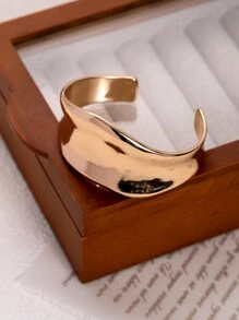 1 件简约优雅金色亮面手镯，适合女性日常、派对、约会装扮 - 金色 - 查看 3