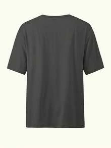 Customized Women's T-Shirt - Add Your Own Text (Anniversary/Wedding Vow/Engagement Announcement/The Day We Became A Couple), Gift For Girlfriend/Wife, Valentine's Day Gift - Dark Grey - View 5