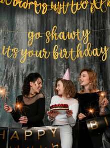 Happy Birthday Decorations, Go Shawty It's Your Birthday Banner, Hip-Hop Themed Flashing Happy Birthday Pull Flag, Suitable For Men And Women Birthday Party Supplies, Holiday Party Decoration Banners, Wedding Decorations, Spring Outdoor Decorations