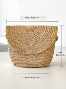 1 set di cappello di paglia + borsa di paglia - 1 cappello di paglia a tesa piatta con fiocco in stile bohémien estivo da donna e 1 borsa a tracolla in paglia, cappello parasole fresco e traspirante per spiaggia, con tasca per telefono, pieghevole e portatile per uso casual, vacanza, viaggio e abbinamento quotidiano - Multicolore - Visualizzare 7