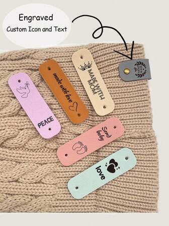 Custom Leather Tags For Handmade Items, Personalized Handmade Leather Tags For Crochet And Knits Items, Cute Labels With Rivet For Hats Beanies Scarves Jeans Bags Shoes Hat Crafts, Multi-Functional, Ornamental, Cute, Soft, Adorable, High-Quality, Custom, Personalized, Unique, Ideal Gifts For Him, Ideal Gifts For Her, Her, Girlfriend, Family, Friends, Son, School Students, Workers, Kids