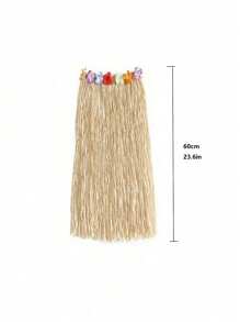 6Pcs/Set Hawaii Garland Necklace Set, Hawaiian Tropical Party Straw Skirt Set, Tropical Hibiscus Flowers For Summer Pool Parties And Hawaii Theme Parties, Summer Decor, Party Decor, And Supplies, Holiday Wedding Beach Birthday Decorations, Hawaiian Leis Party Supplies - Multicolor - View 4