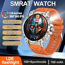 GUHUAVMI GUHUAVMI 1.85inch Large Screen Smartwatch For Men Women, Strong LED Flashlight, 760mAh Large Capacity Battery, Bluetooth Call, 100+Sport Modes, Compass, IP68 Waterproof Smart Watch, Heart Rate/Sleep Monitor Fitiness Tracker(Step Counting, Distance, Calories) Smartwatches Suitable For Android IOS